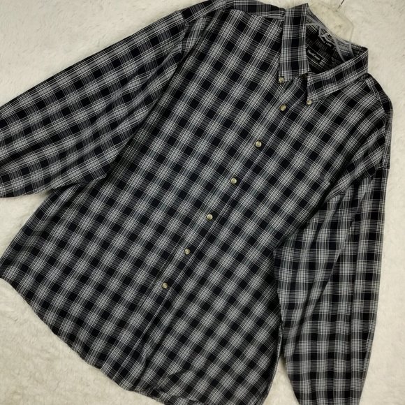 North Crest Mens Shirt Button Down Wrinkle Free Blue Plaid Long Sleeve XL - Picture 6 of 12